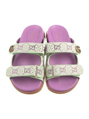 Gucci GG Crystal Canvas Slides Purple Green EU 39 US 9 Authentic